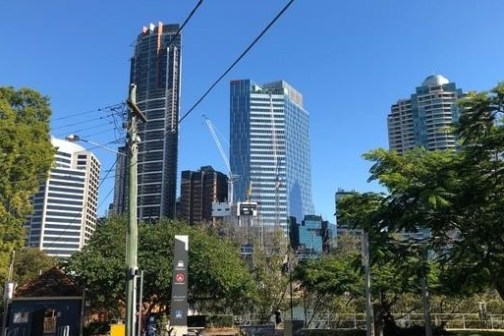 a close up of a busy city street